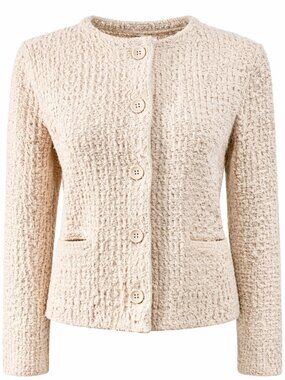NWOT UNIQLO Knitted Short Jacket in Cream, Size S